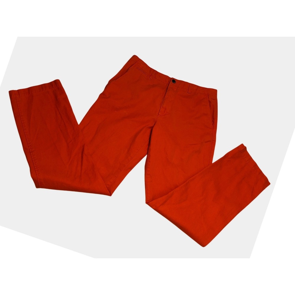 JCP Mens Vibrant Orange 2-Ply Twill Chino Pants Straight Leg 38x33 Flat Front